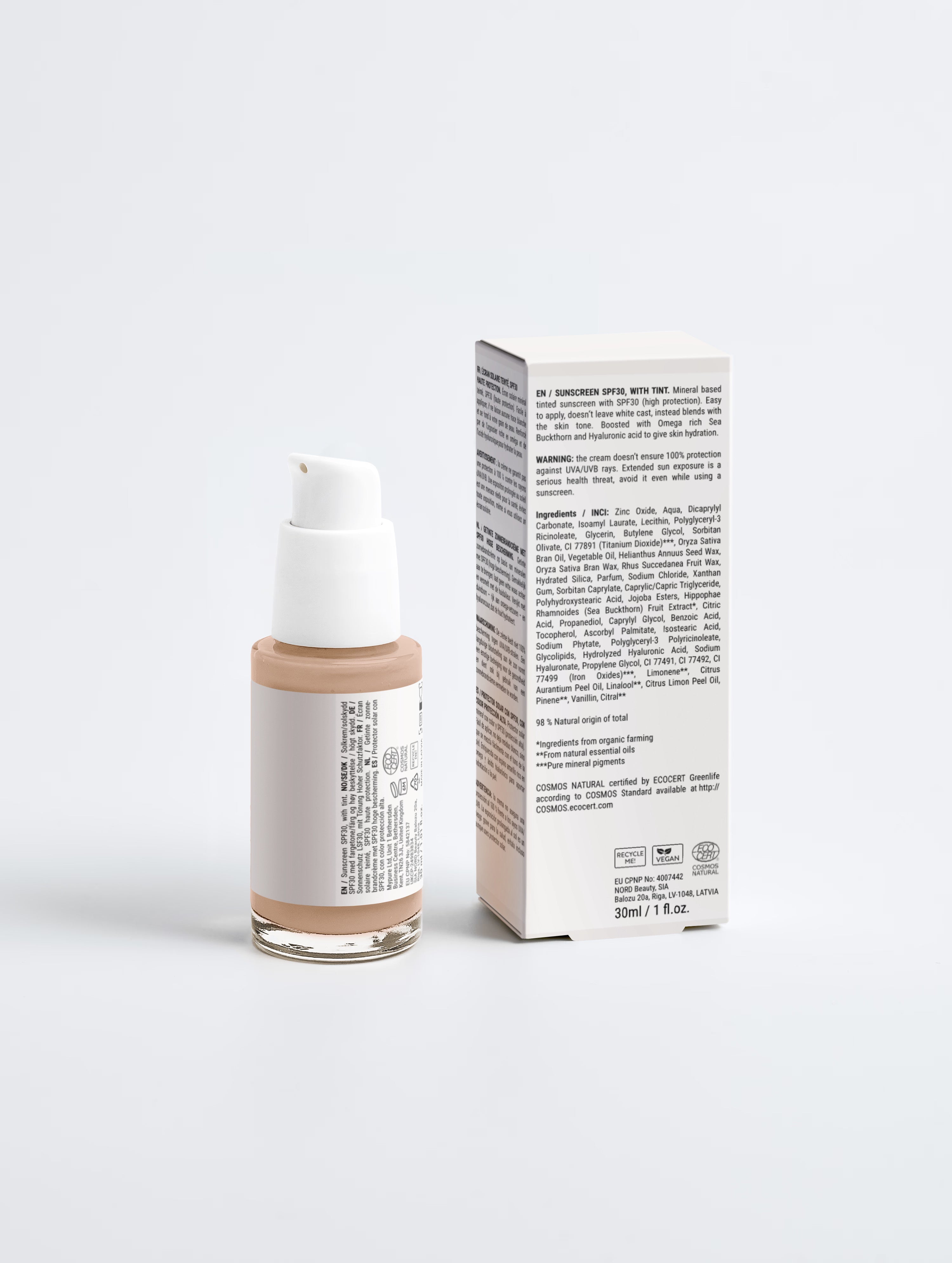 Sunscreen SPF30, with tint